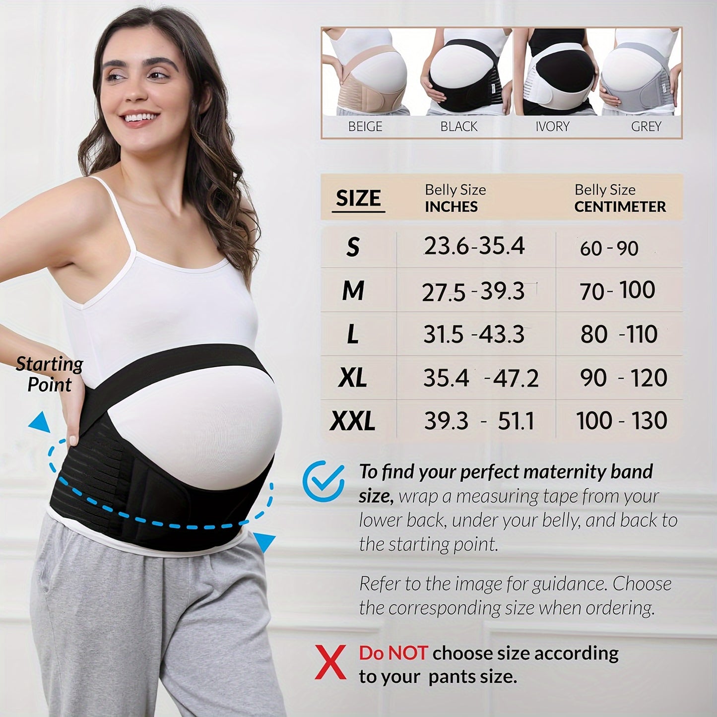 3-in-1 Maternity Support Belt - Postpartum Belly Wrap & Pelvis Brace for Pregnancy, Lightweight Adjustable Hook-and-Loop Back Black Striped Design for Abdominal & Lower Back Support