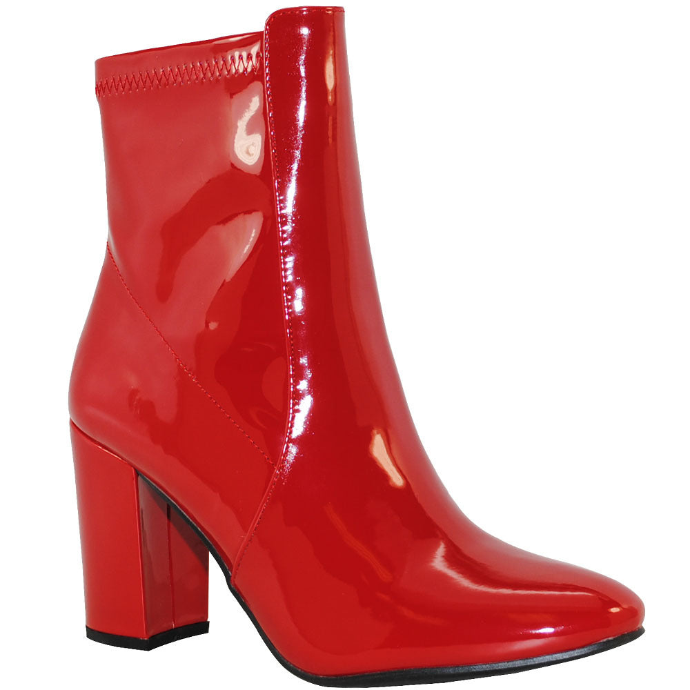 TRENDSup Women's Faux Leather Pointed Toe Ankle Booties with Block Heel – Stylish Fall Dress Boots