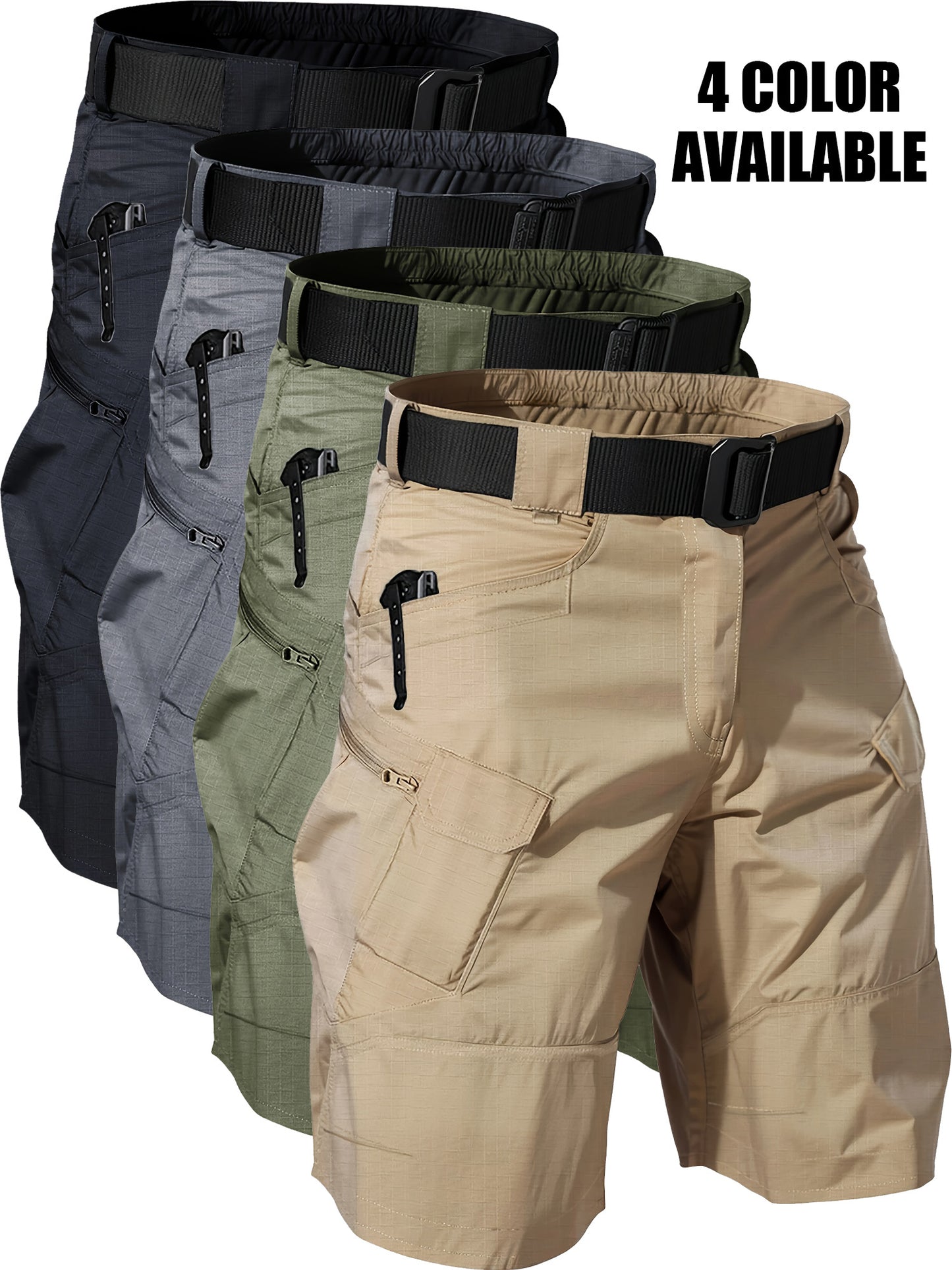 2pcs Cargo Shorts for Men Outdoor Casual Hiking Work Shorts with Multi-Pocket (No Belt)