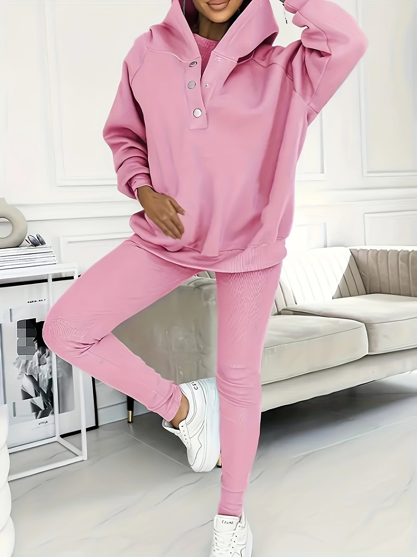 Women'S Spring And Autumn Sportswear Hoodie Slim Pants Two-Piece Set