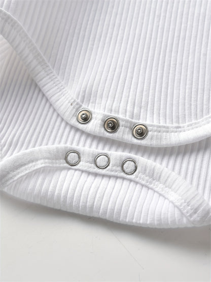 Kukitty Newborn Baby Boys Girls Clothes Unisex Long Sleeve Solid Color Ribbed Bodysuit And Pants Outfits Set, for Outdoor