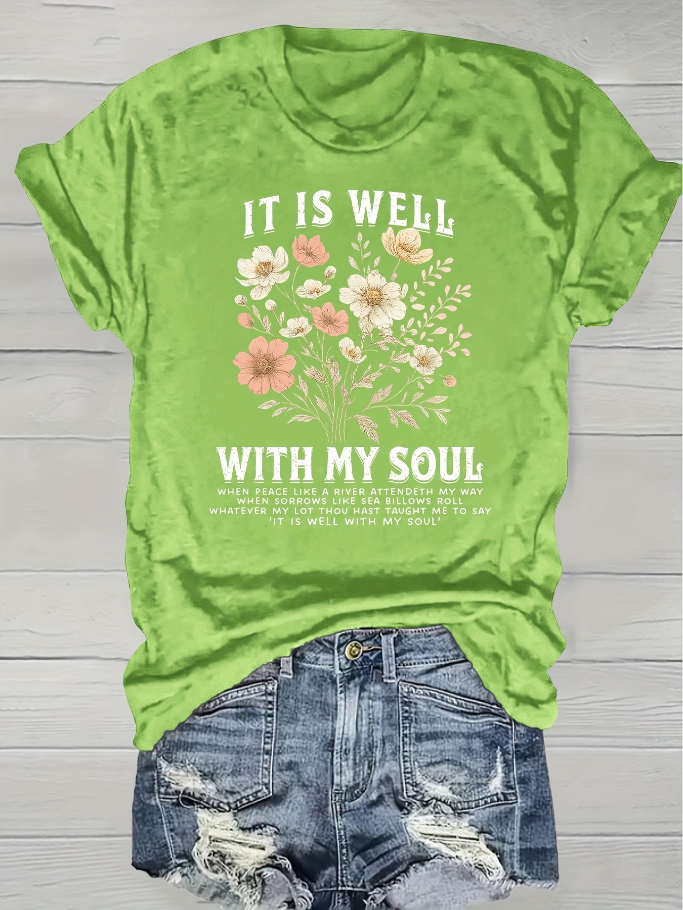 Plus Size, European American Fashion Floral Print T-shirt Women's Clothing