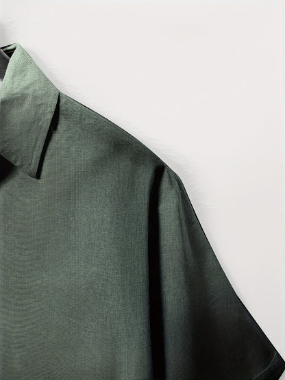 Men's Solid Color Shirt - Collared Short Sleeve 001061