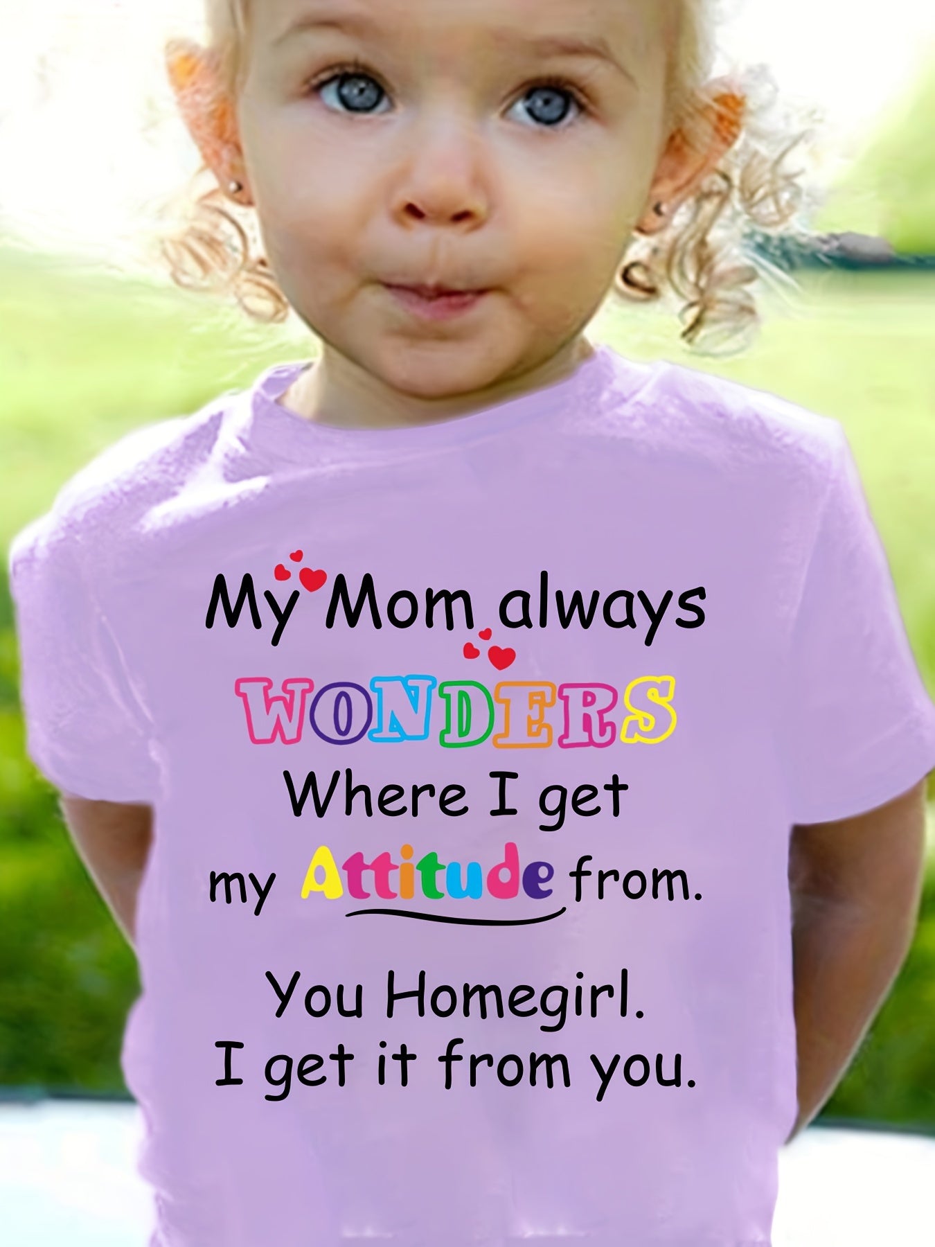' 100% Cotton "My Mom Always Wonders..." Letter Print T-Shirt - Cute Short Sleeve Round Neck Top with Asymmetrical Hem, White Casual Casual Attire & Play Outfits, Easy-Care Clothes (1-10 Years)