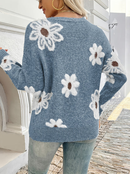 Autumn And Winter Fashion Queen Tops Long Sleeve V-Neck Casual Sweater Cardigan Women