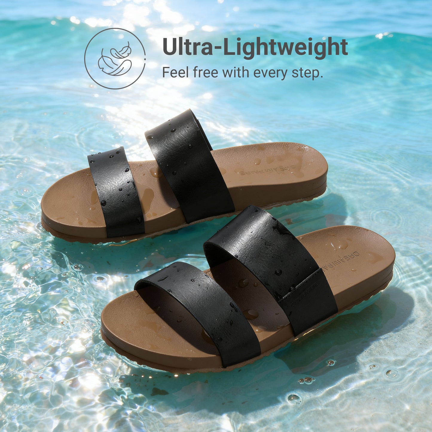 Women's Open Toe Slides Sandals Comfortable Support Footbed Two Strap Slip-on Fashion Casual Beach Vacation Lightweight Flat Sandals Summer for Women