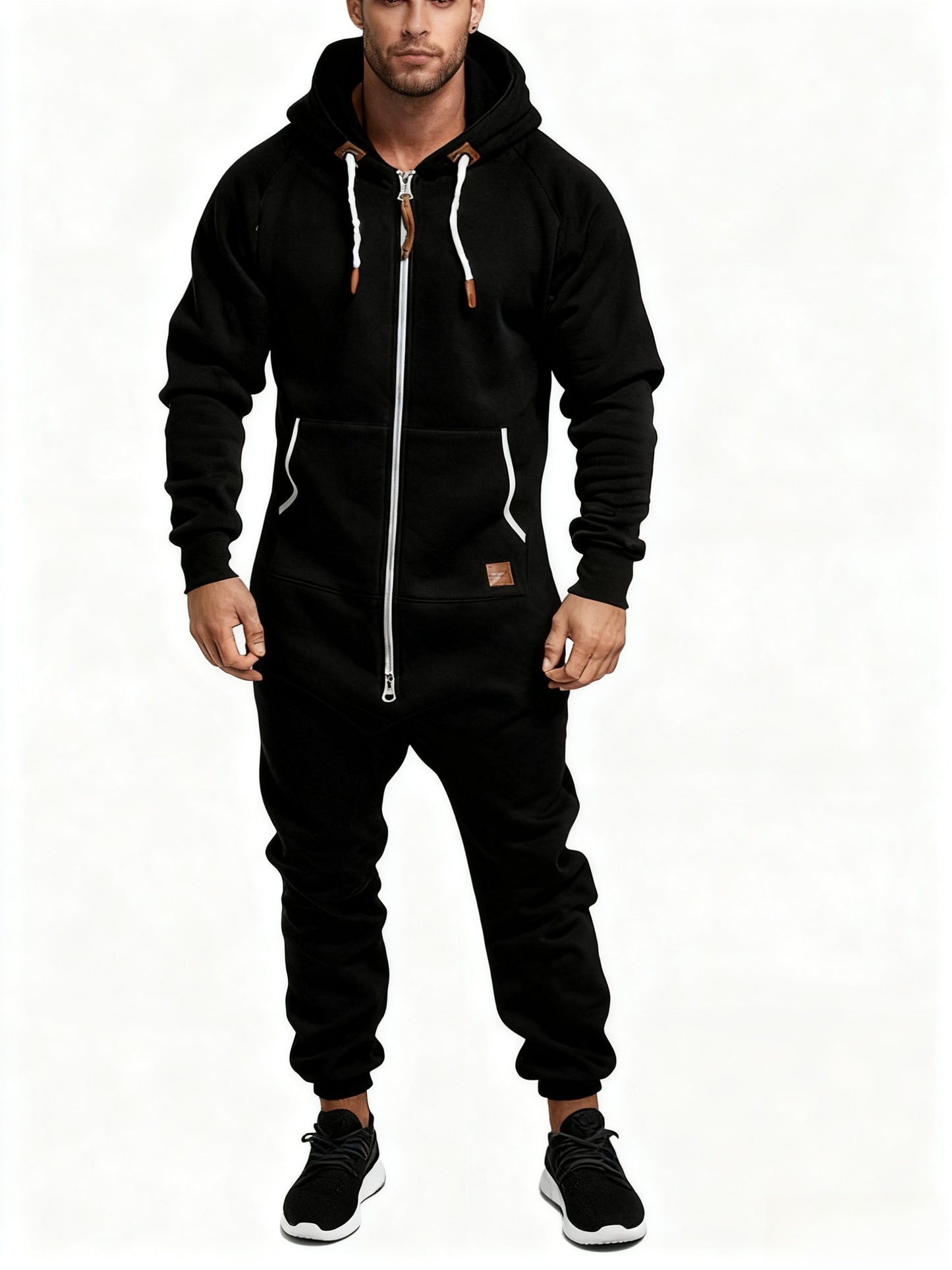 Autumn And Winter New Men's Hooded Jumpsuit, Pure Color Matching Fashionable Casual Jumpsuit, Coveralls, Essential for Home And Out, Is A Good Gift for People, Enjoy Discounts