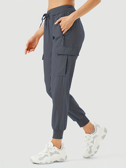 Women'S Cargo Joggers Hiking Pants Lightweight Camping Quick Dry 50+ Zippered Pockets