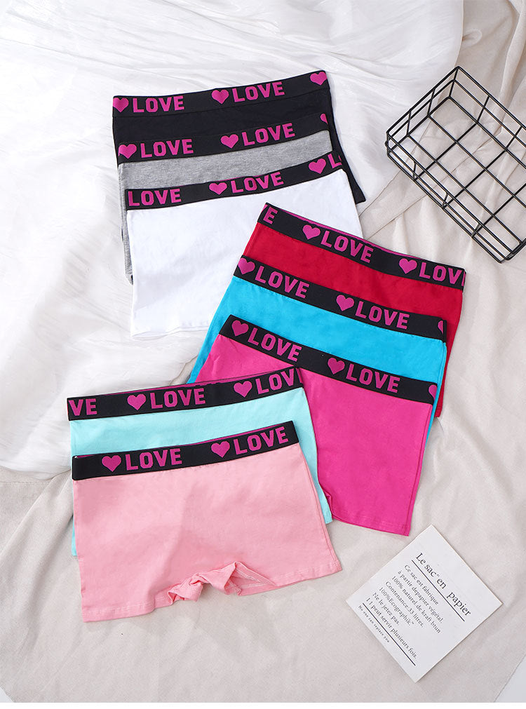 Set of 10 Women'S Briefs in Solid Colors, Available in 8 Shades, Showcasing a LOVE Letter Design. These Underwear Are Designed for Comfort And Breathability.