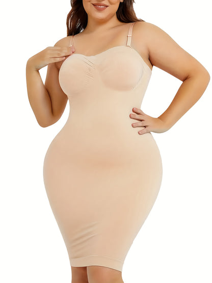 2pcs Women'S Shapewear Petticoat, Removable Shoulder StrapsSeamless Elastic Fabric With Non-slip Strips, Hip Lift, Tummy Tuck And Waist Shape, Women'S Petticoats, Women'S Shapewear Underwear
