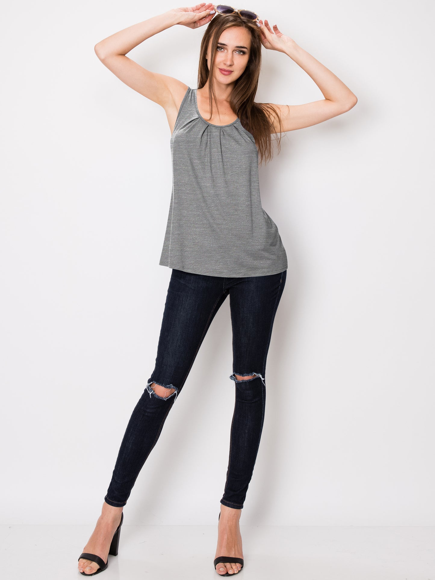 Women's Sleeveless Scoop Neck Loose Fit Tank Top