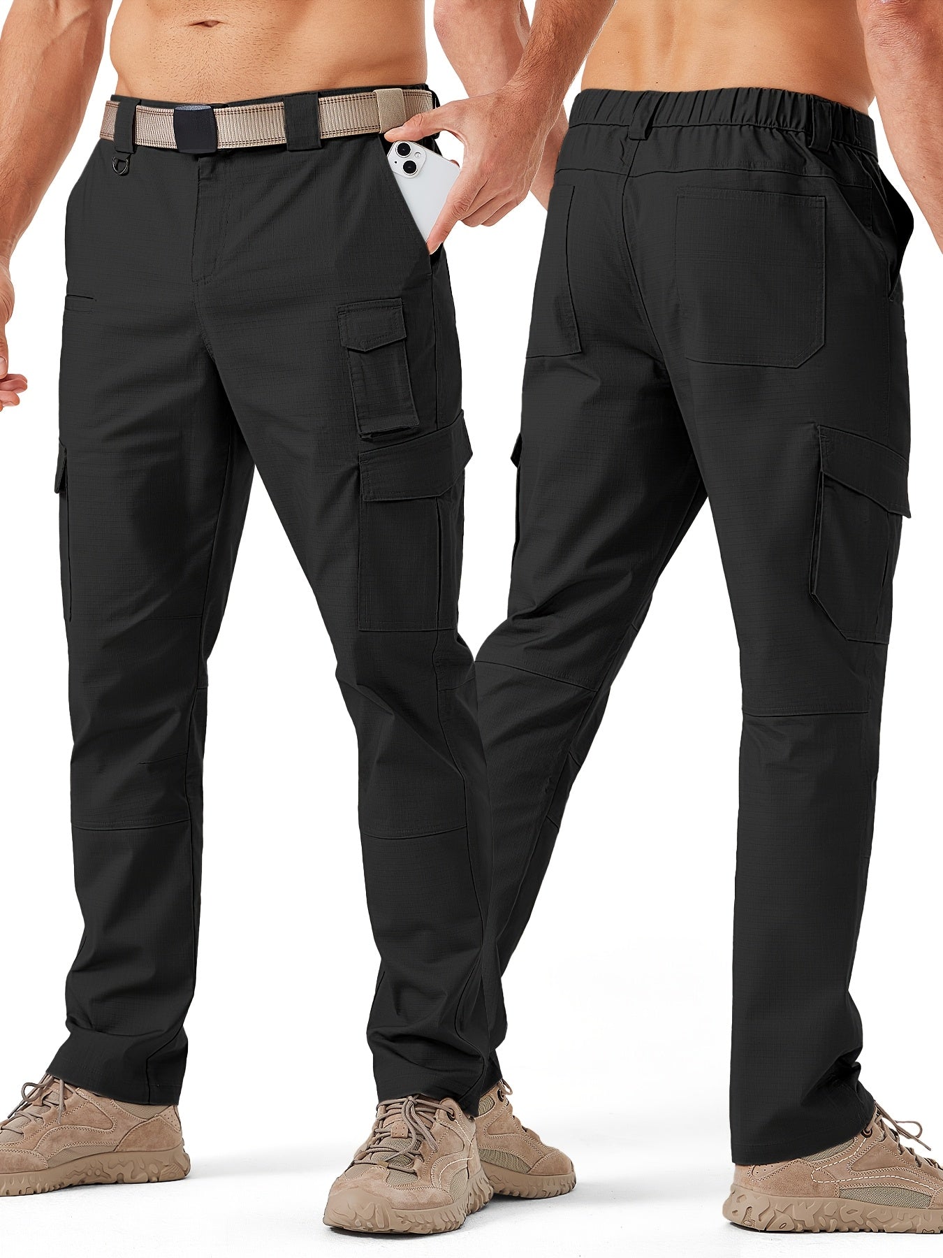 31' Men's Work Pants Cargo Pants Loose Casual Multi Pockets Outdoor Pants Color Block Straight Leg Cargo Pants with 8 Pockets