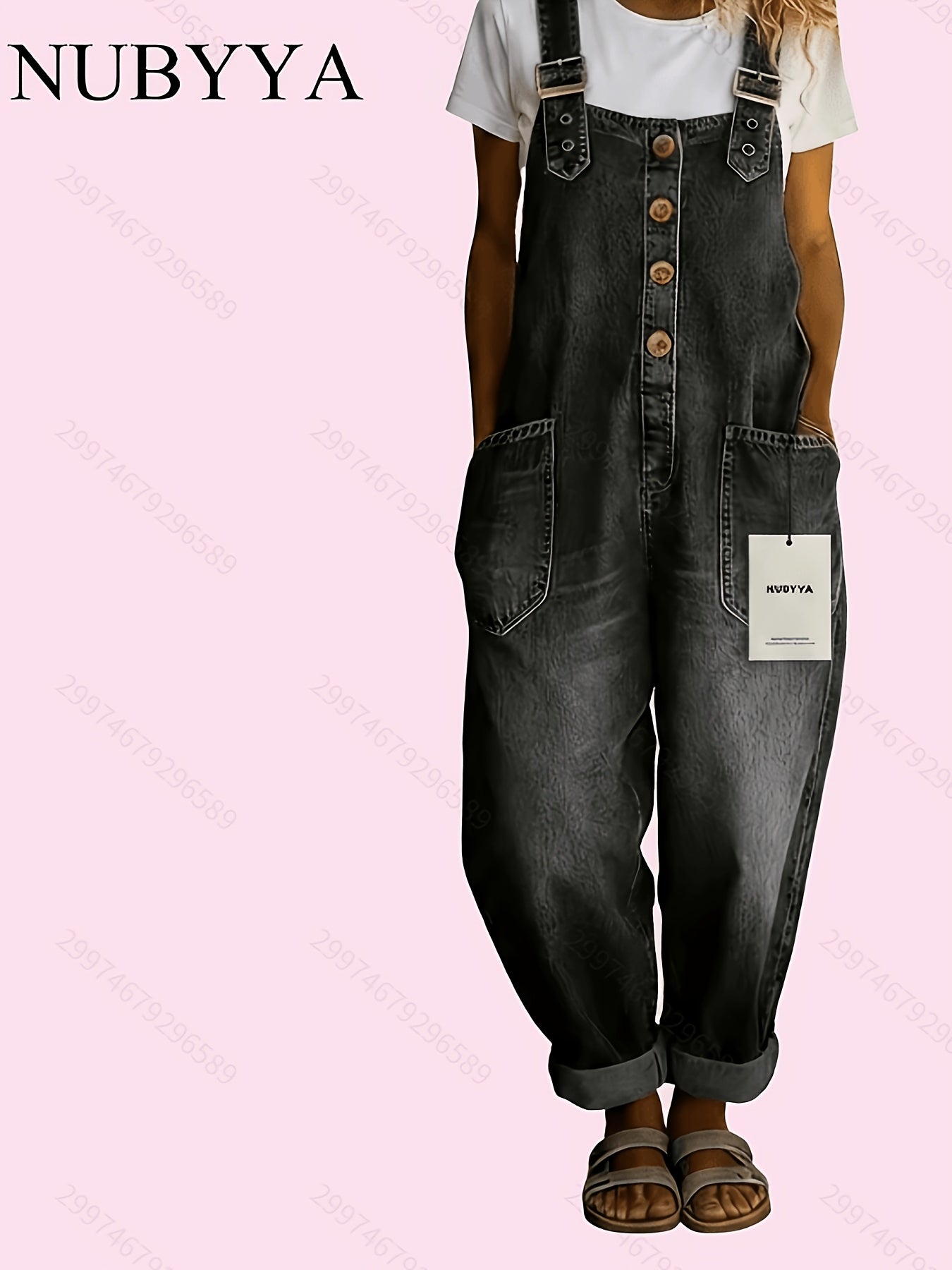 Retro Washed Loose Fit Denim Jumpsuit for Women Casual Adjustable Buckle Closure 2026