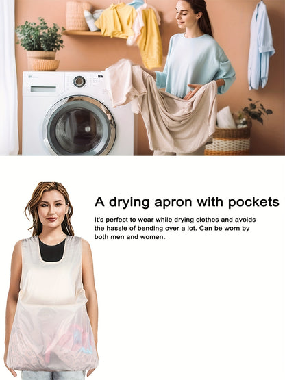 Women'S Heavy-Duty Multifunctional Portable Laundry Apron with Adjustable Cross-Back Design - No Bend-Over Drying Apron for Clothes, Fruit & Vegetable Picking, All-Season Work Apron with Pockets, Durable & Comfortable for Home, Farm, Market Use -
