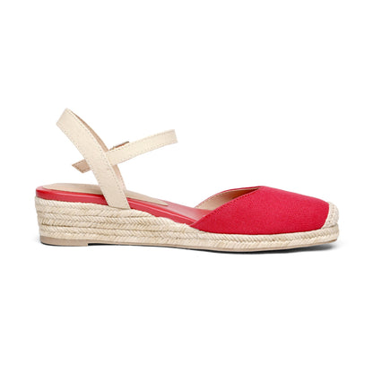 Women's Closed Toe Elastic Ankle Strap Espadrilles Wedge Sandals Soft Emulsion Insole Wedge Sandals