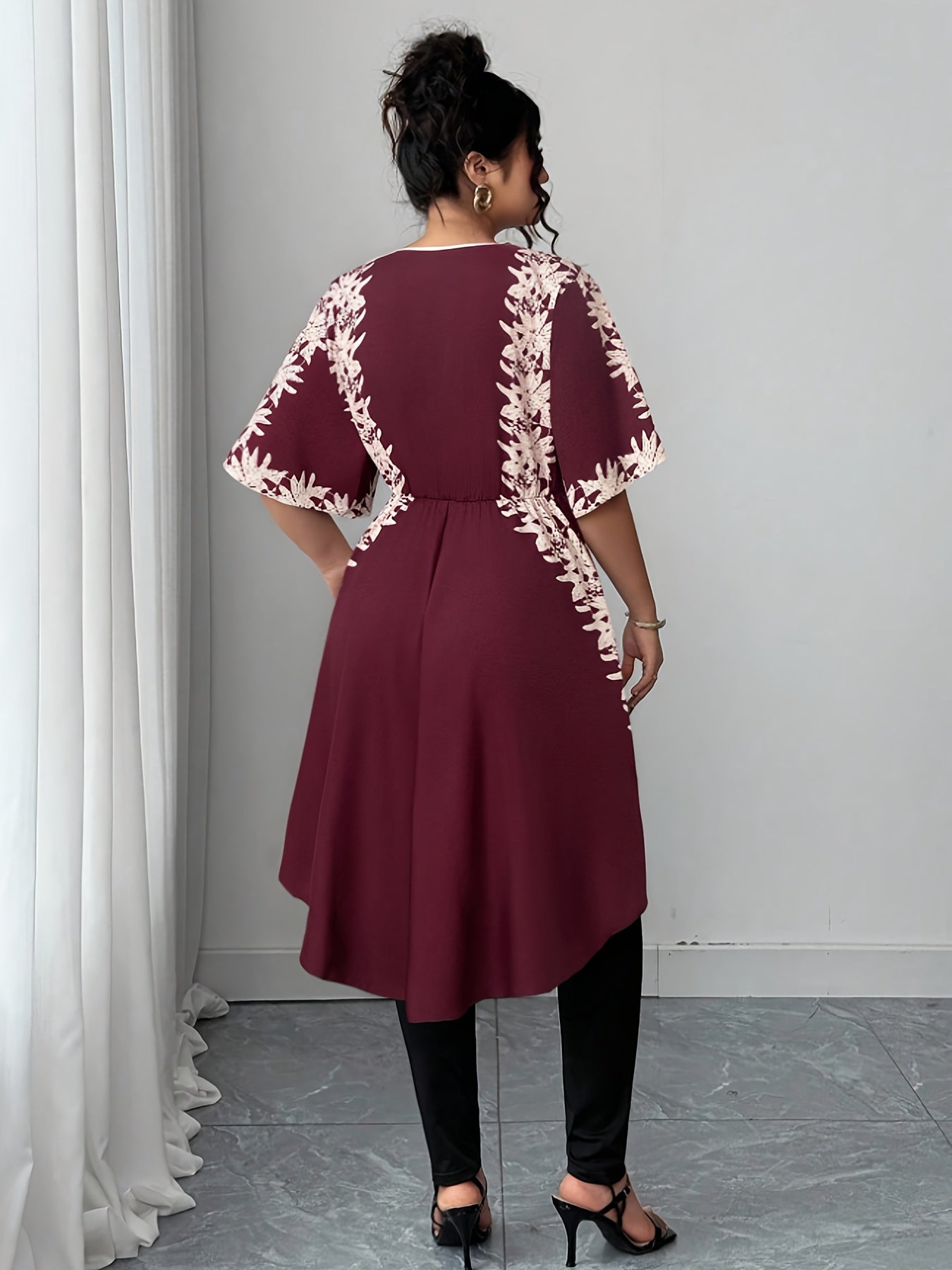 Women's White Polyester Printed V-Neck Dress - product view 26