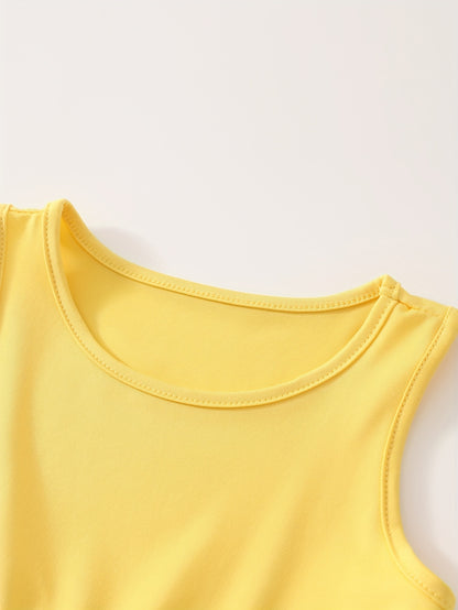 3pcs Summer Girls 8 Years Sleeveless Dress Holiday Gift Party Teenage Dresses Children Casual Dressy Pop Girls Dress 10 Years Chic Peplum Casual Skirt Sleeveless Suspenders