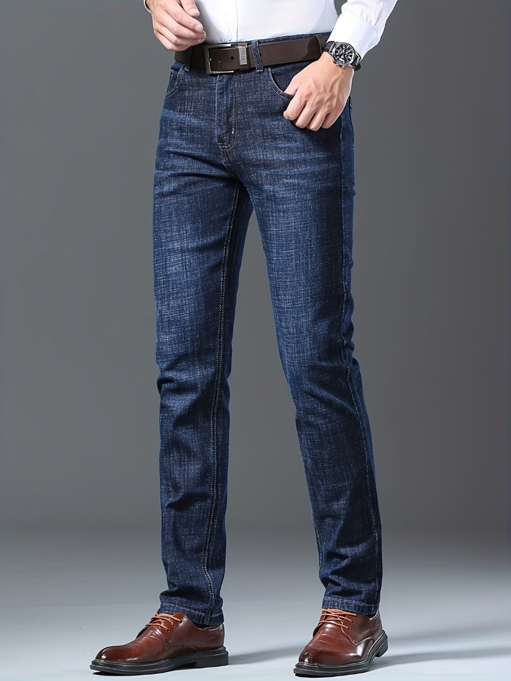 Men's Straight Leg Jeans - Vintage Wash Clean Finish Modern
