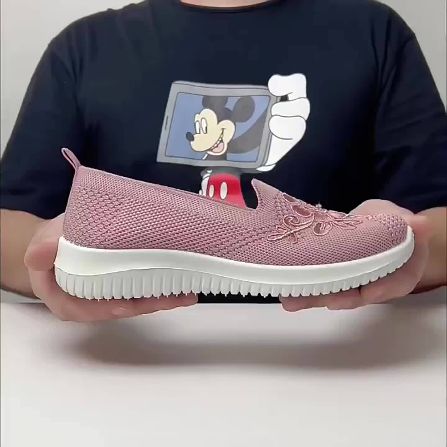 Women'S Breathable Hollow Flat Shoes, Shallow Mouth Flower Solid Color Mesh Shoes, Fashionable Lazy Shoes