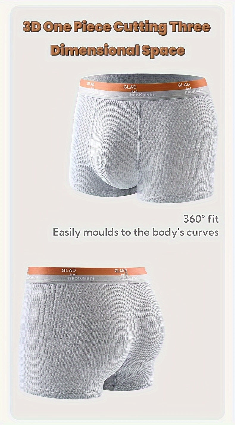 4pcs Bubble Men'S Boxer Briefs Breathable Sweat Absorbent