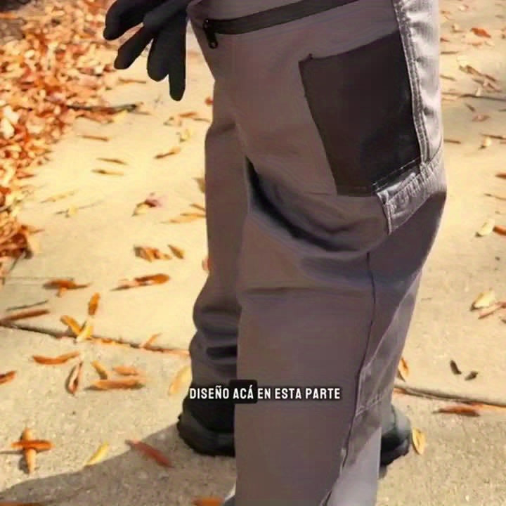 2pcs Set, Men'S Outdoor Cargo Pants, Multi-Functional Pockets, Lightweight, Ripstop, Durable Work Pants, for Camping Hiking Fishing, Suitable for Spring Summer And Autumn Seasons