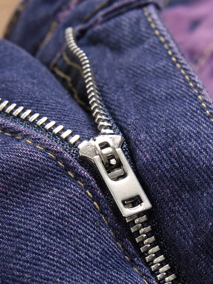 Fashion Trends Stacked Multi-post Fabric Tassels Holes Irregular Tie Flower Splashed Ink Jeans Casual Men's Trousers