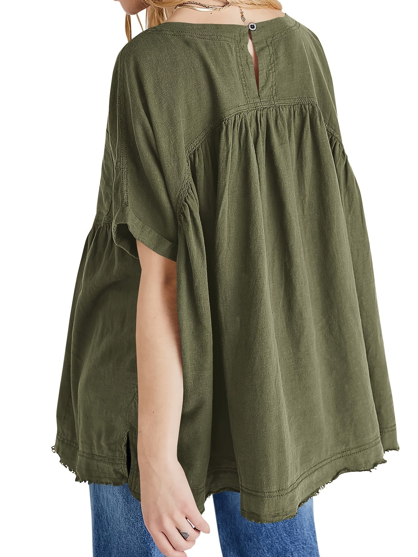 Women's Beige Oversized Short-Sleeve Shirt - product view 26