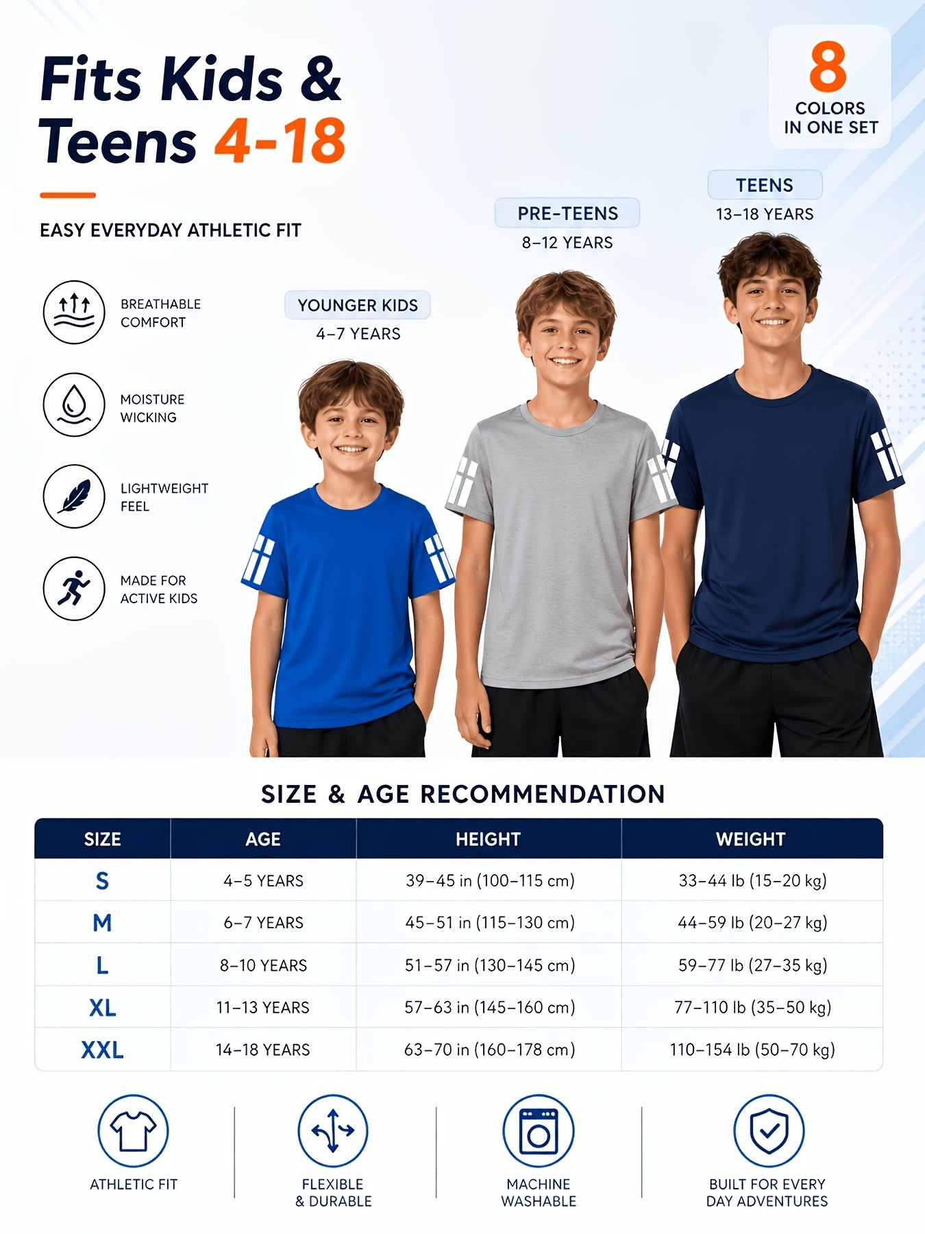 5 6 8pcs Kids Summer Cooling Mesh T Shirts Ultra Lightweight Fast Dry Wear For - product view 12