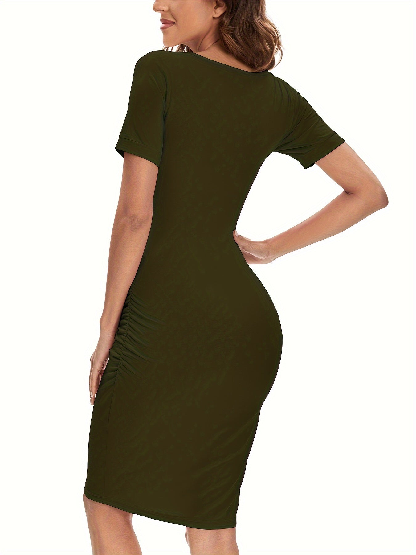 Women's Maternity Bodycon Ruched Side Dress Casual Short Sleeve Dress for Daily Wearing Or Baby Shower