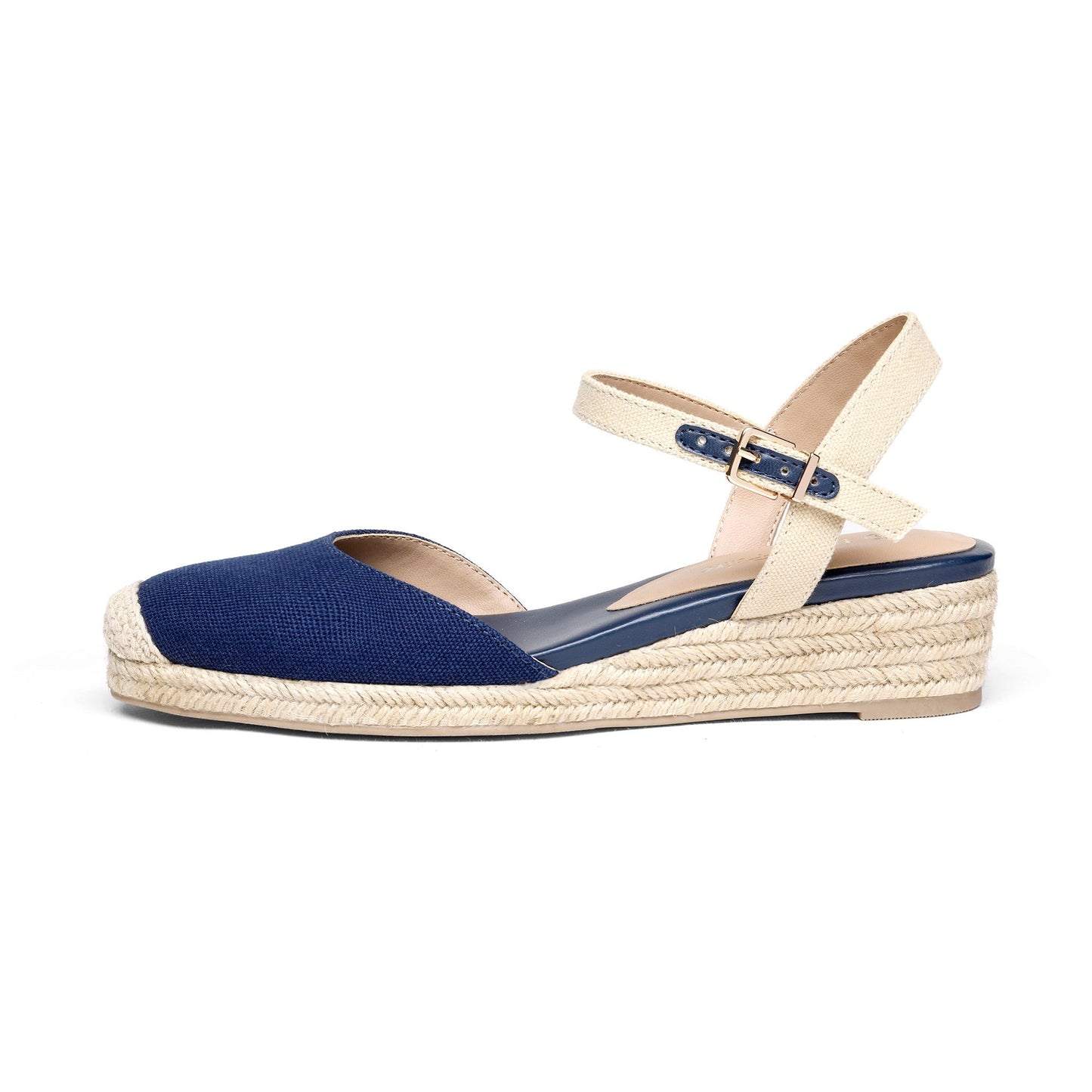 Women's Closed Toe Elastic Ankle Strap Espadrilles Wedge Sandals Soft Emulsion Insole Wedge Sandals