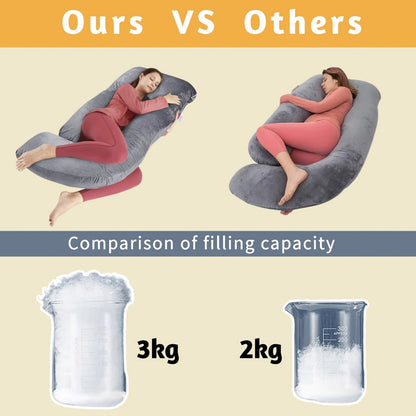 57-Inch J-Shaped Pregnancy Pillow - Breathable Washable Cover