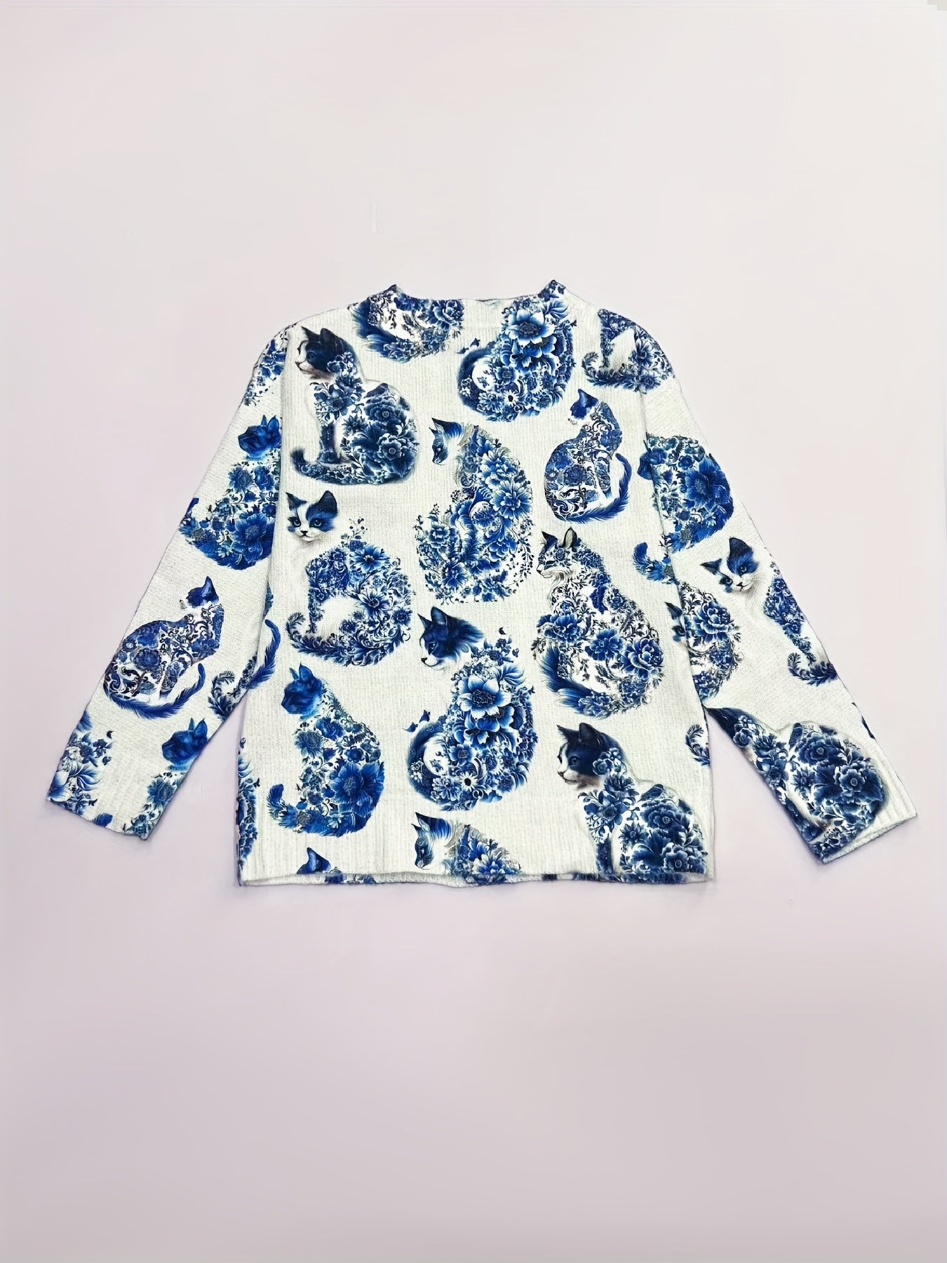 Women's Lightweight 3D Cat Print Cardigan - Open Front Button Detail Sweater, Elegant Casual Chic for Spring Summer Fall, Cat Lover Gift, Cat Clothes, Versatile Layering, Playful Design, Breathable Fabric, Printed Sweater, Women