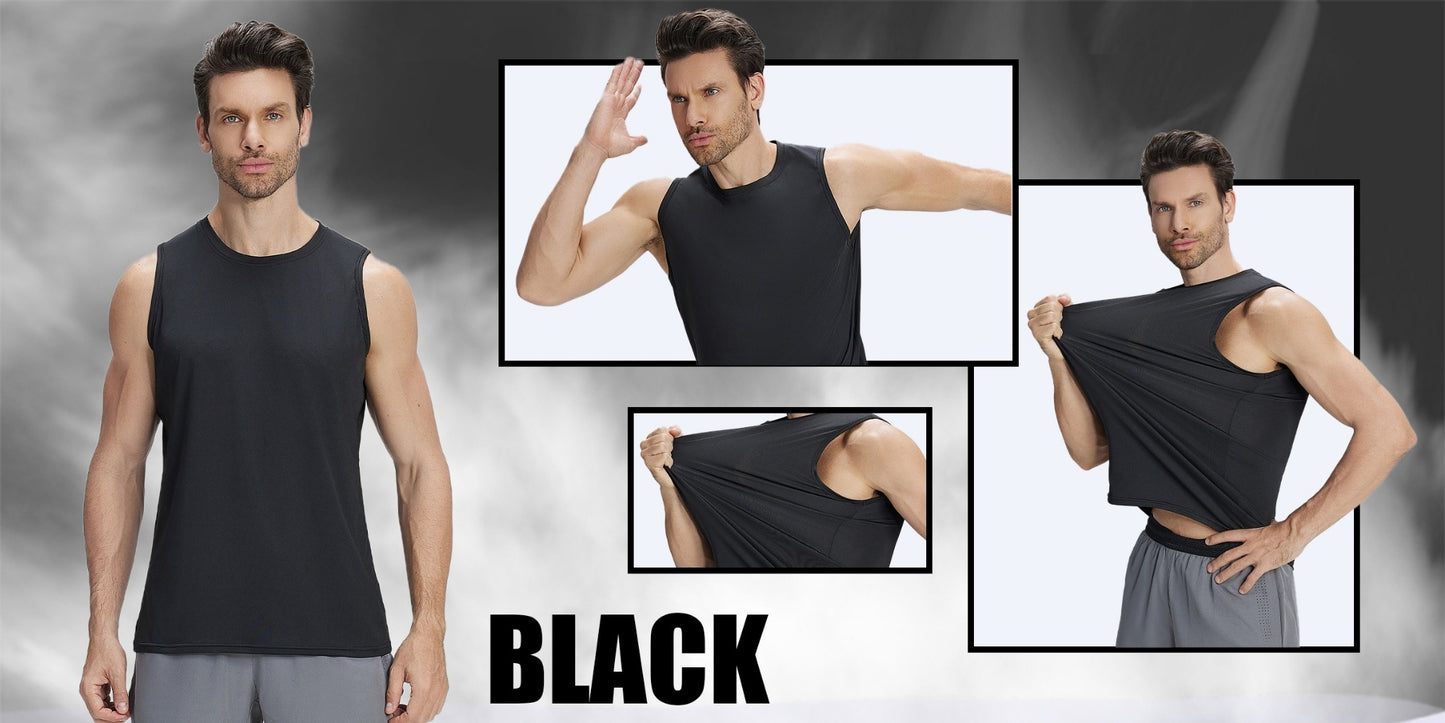 Men's Solid Color Tank Top - Crew Neck Sleeveless
