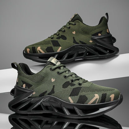 Camouflage Breathable Mesh Running Shoes, All-Season Low Top Lace-Up Sneakers with Rubber Sole And Fabric Insole for Casual Outdoor Sports