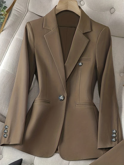 Solid Color Single Button Long Sleeve Single-Breasted Waistcoat Suit Pants 2pcs Set