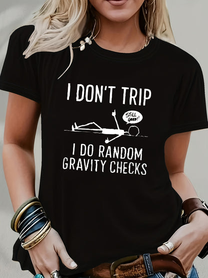 Funny 'Random Gravity Check' Graphic T-Shirt- Unique Humorous Design Suitable for Casual Wear, Perfect for Comedy Enthusiasts and Fashion Outfits, Blend T-Shirt