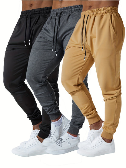 Set of 3 Men'S Athletic Joggers, Stylish Sweatpants for Sports