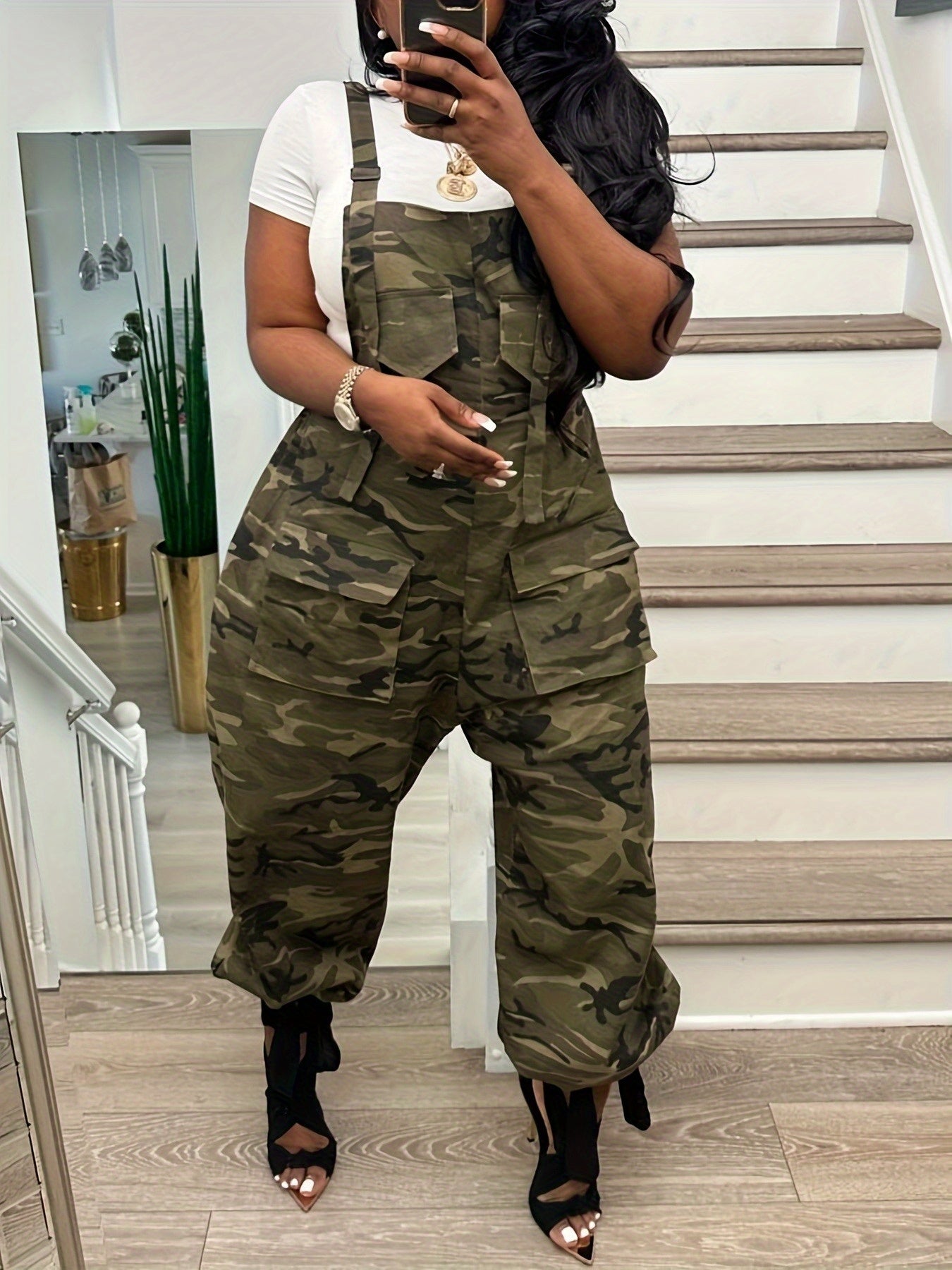 GlOURI Y2K Camo Overalls Jumpsuit -overalls Oversized Utility Jumpsuit W/ Multi-Pockets | Streetwear & Casual One-Piece For Women For Spring/Summer.