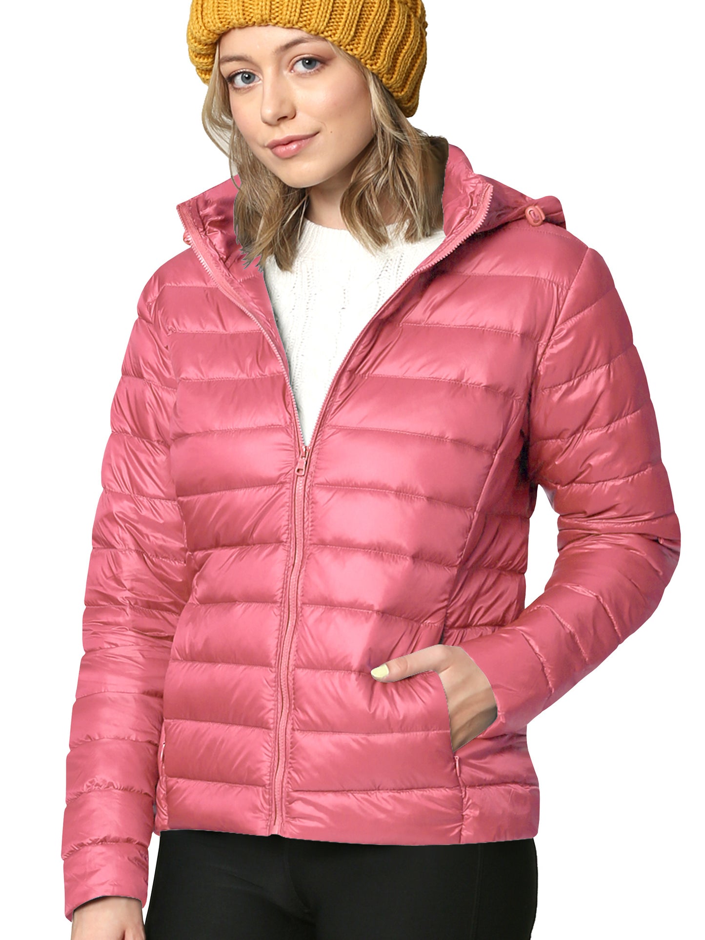 Women's Ultra Light Weight Packable Down Jacket with Removable Hood
