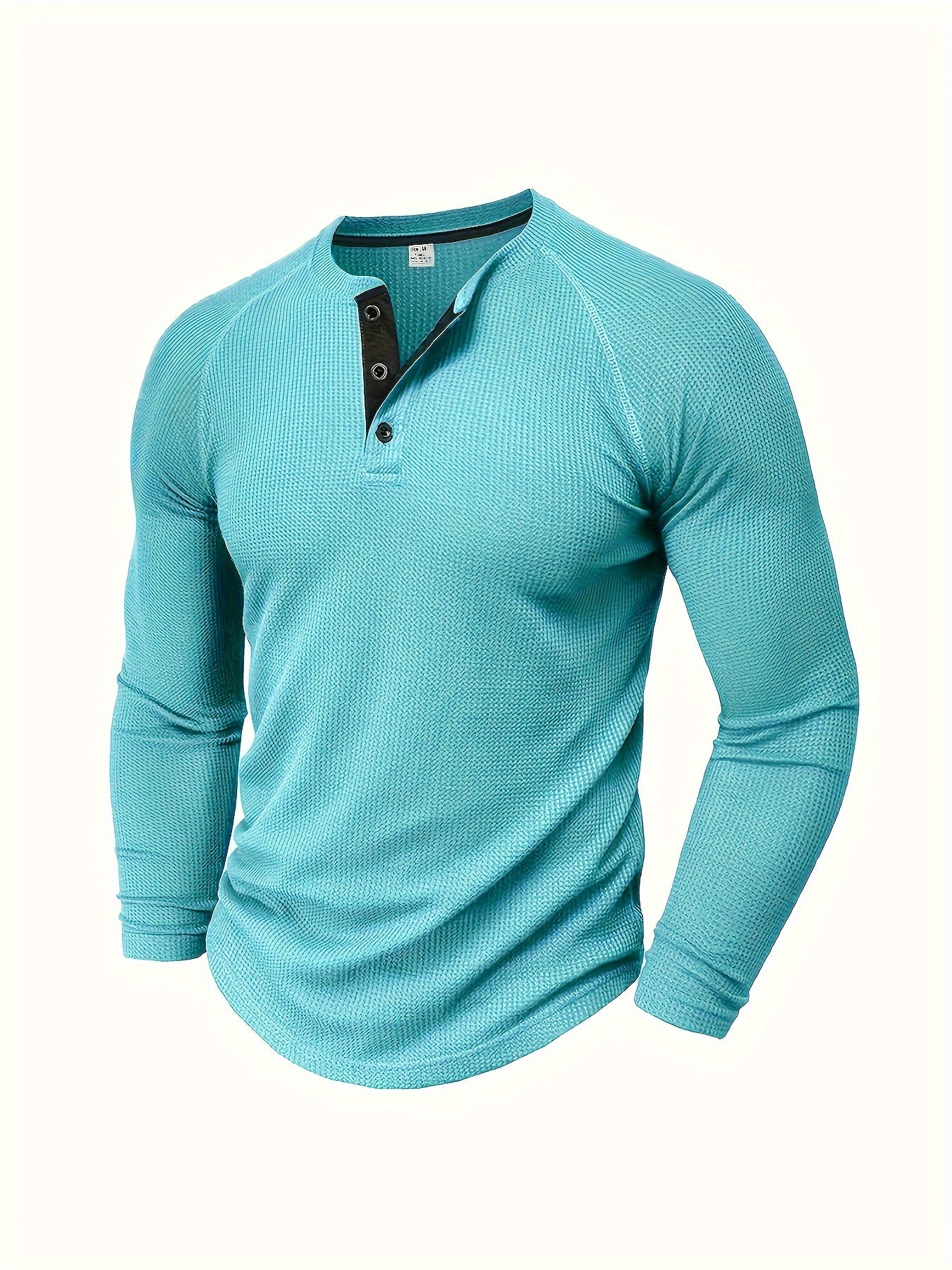 5 Casual Solid Color Henry Shirts for Men, Featuring Round Neck And Half-Button Long Sleeves, Ideal for Outdoor Activities in Spring And Autumn, Model LT8051