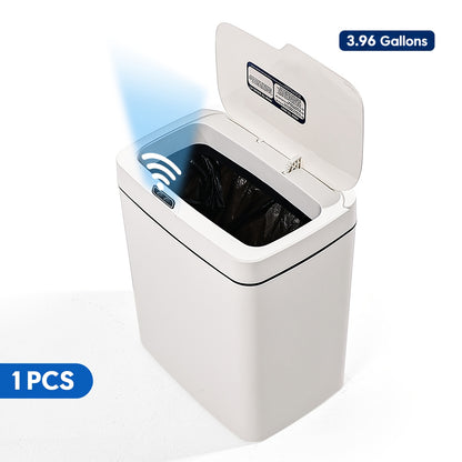 1/2 PcsCochildor Smart Detector Diaper Trash Can(3.96gal), Touchless Wastebasket, Auto On/ Off, Sealed with Lid for Odor Prevention, Silent Shutoff, Ideal for Nursery, Kitchen, Bathroom, Living Room, Office - Battery Operated (AA), No Batteries