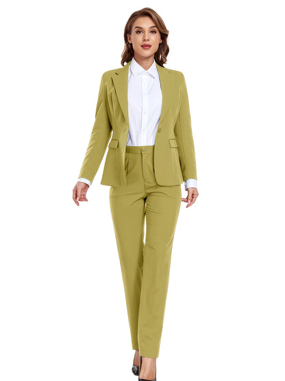 Women's Casual Slim Fit Business 2pcs Blazer Set Long Sleeve Button Blazer Skinny High Waist Pants Outfits Anniversary Graduation Season New Product