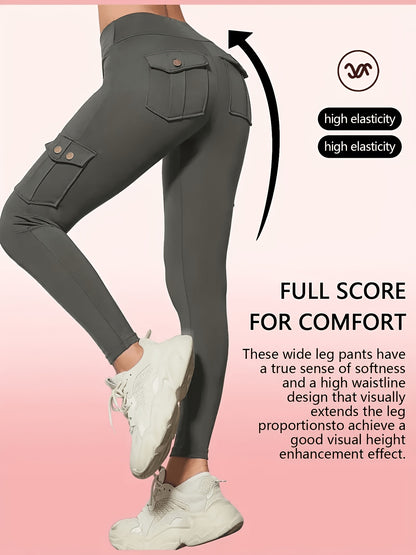 One-piece - Four-season Style Women'S Fashionable Work Pants With Pockets, Flares The Hips And Slims The Figure. Suitable For, Outdoor Leisure. Multi-pocket Ankle-length Pants, Casual Women'S Wear, Summer Women'S Wear. Available In Five Colors