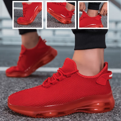 Sneakers, Spring And Summer New Breathable Knitted Sports Running Shoes, with A Comfortable And Breathable Upper, Equipped with An Air-cushioned Sole for Shock Absorption. Comfortable And Versatile Men's Casual Sports Shoes, Large Size Men's Running