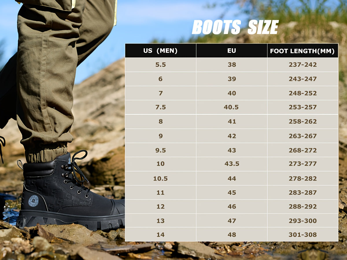Men'S 6" Steel Toe Work Boots For Men-Faux Leather Shoes With Slip-Resistant Outsole, Lightweight Construction Boots Tenis Zapatos De Trabajo Para Hombre Steel Toe Shoes, Black, Brown, Wheat, US Size 6-14