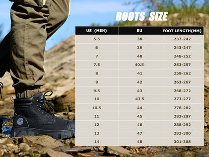 Men'S 6" Steel Toe Work Boots For Men-Faux Leather Shoes With Slip-Resistant Outsole, Lightweight Construction Boots Tenis Zapatos De Trabajo Para Hombre Steel Toe Shoes, Black, Brown, Wheat, US Size 6-14