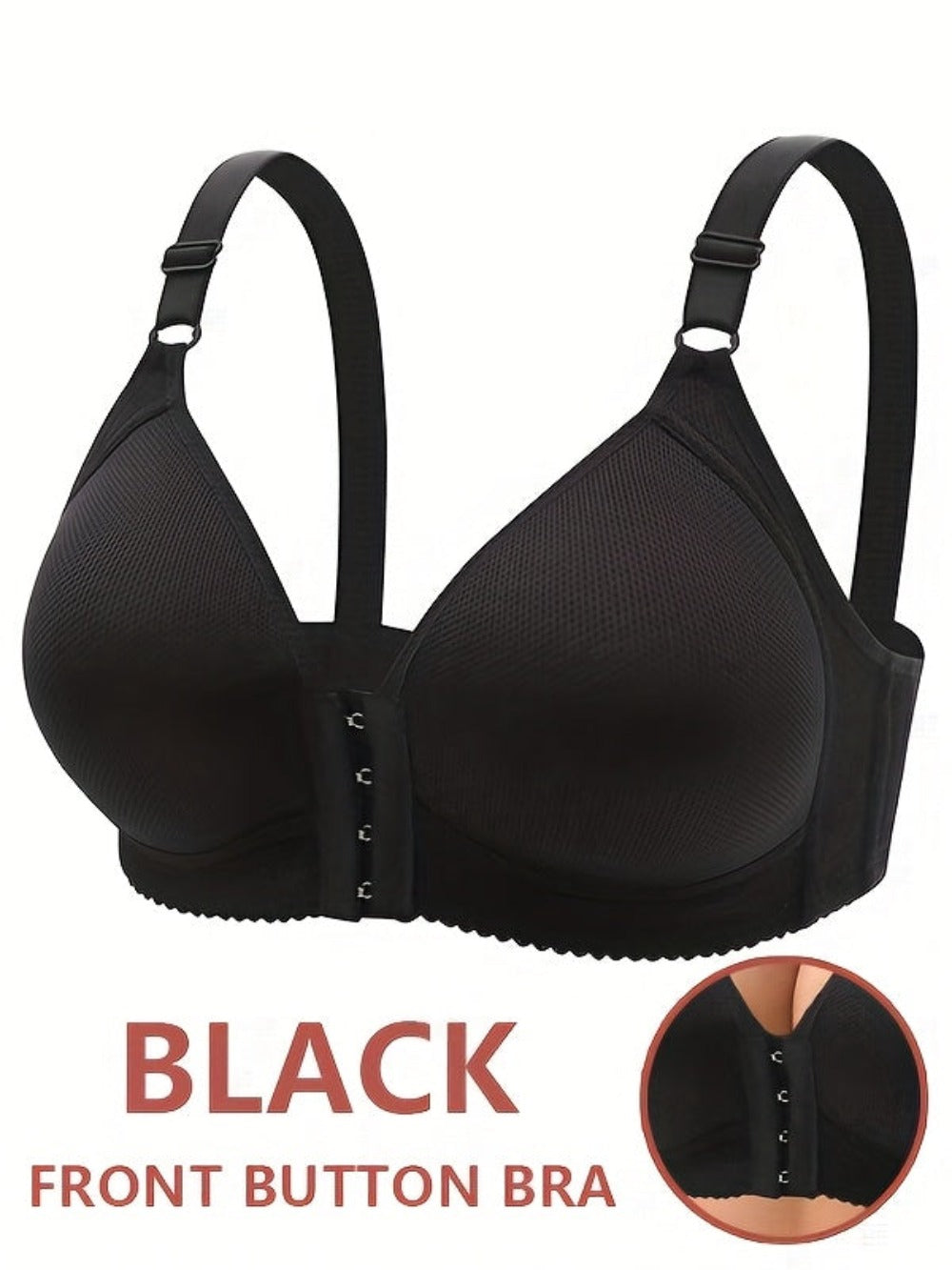 Women's Front-Closure Wireless Bra - 5-Pack Fixed Padding, Everyday Support