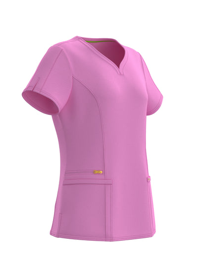 PandaFlex modern neck in Four-Way Stretch Fashion Scrubs Set V-Neck Short Sleeve Scrub Top & Straight Leg Cargo Pants for Nurses with zipper pockets 3372
