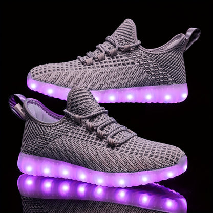 Women Men Light Up Shoes, USB Charging LED Shoes, Adult Halloween Mesh Light Up Fever Trainers, Dancing Flashing Sneakers USB Charging Dancing Shoes with Fibre Optic LED for Women Men Flashing Shoes for Festivals, Christmas, Halloween And Parties