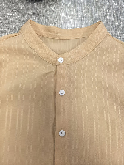3-Pc Men'S Striped Shirts | Casual Comfortable, Regular Fit, Button Stand Collar, Ideal for Daily Wear And Beach Vacations